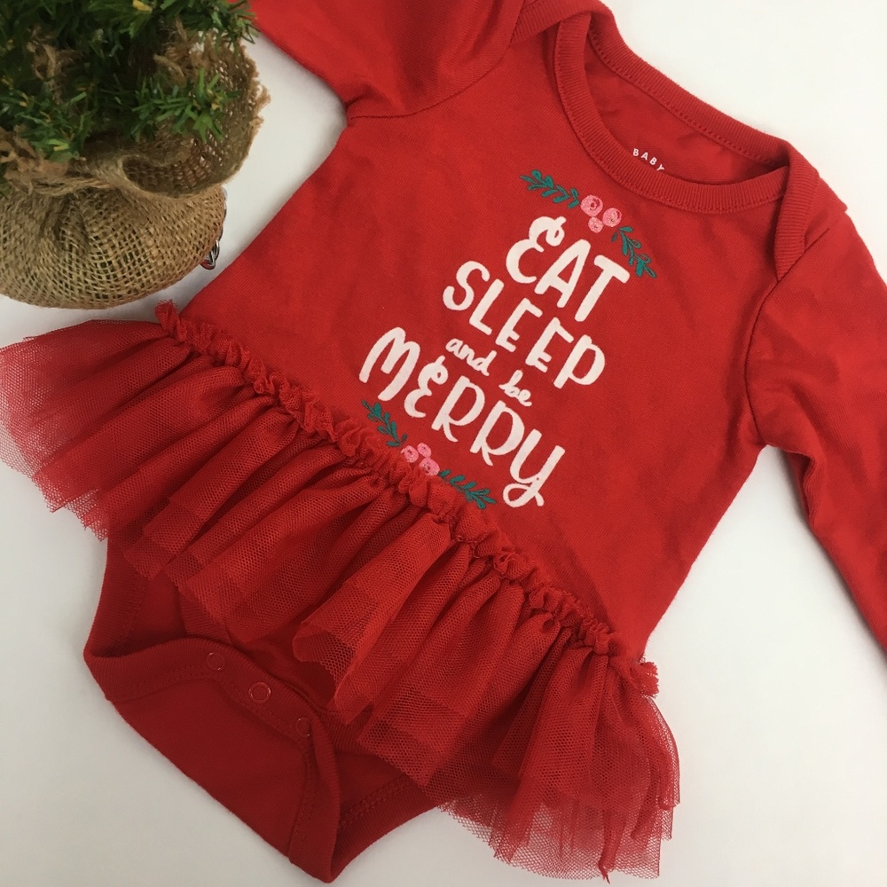 "Eat, Sleep and be Merry" Christmas Bodysuit NEW